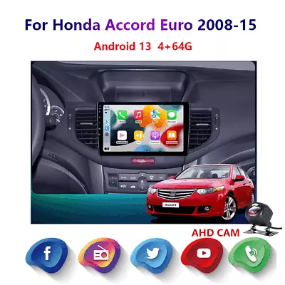 4-64GB Android 13 For Honda Accord Euro 2008-2015 Car Stereo Radio Carplay GPS • $258.49