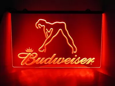£39.99 • Buy Budweiser RED 3D Printed Home Bar Pub Beer Mancave Neon Sign LED Light Budwiser 