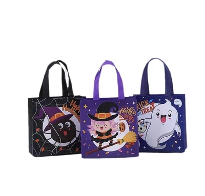 £3.99 • Buy 3PCs Halloween Black Trick Or Treat Laminate Non-Woven Bags Tote Bag Decoration