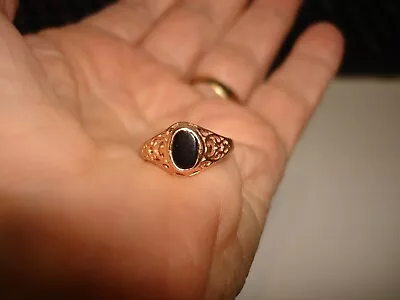 Vintage Delicate 14k Solid Rose Gold Black Onyx Signet Pinky Ring Size 6 • $124.99