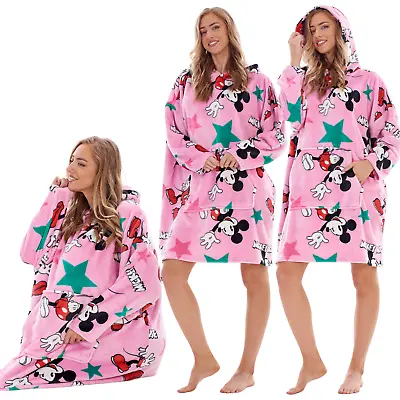 Ladies Disney Mickey Mouse Pink Star Soft Snuggle Hooded Hoodie - Ex Store • £19.99