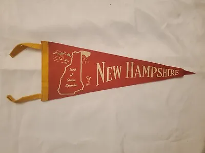 Vintage Souvenir Felt Pennant New Hampshire NH Red 17'' • $19.99