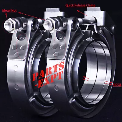 2X 2.25inch Stainless Steel Quick Release V-Band Clamp Flange For 2 1/4 Exhaust • $32.60