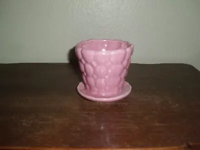 Vintage Brush McCoy Pottery Light Pink Pebble Flowerpot With Attached Saucer • $25