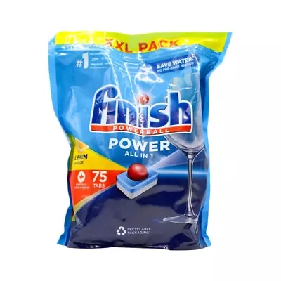 Finish Pk75 Powerball Dishwashing Tablets Power All In 1 Lemon Sparkle Brand New • $37.99