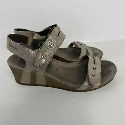Mephisto Grey Metallic Sandals Women's Size US 5 EUR 35 Strappy Wedge • $29.99