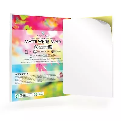 A4 Sticker Paper For Home Printer Multi Purpose Label White MATT Self Adhesive • £4.39