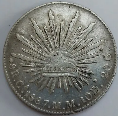 Mexico 1887 Ca MM 8 Reales Silver Crown #213 With Small Chop Marks • £40