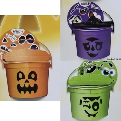2023 McDONALD'S Halloween Bucket Pail- Set Of 3 Pails-orange /purple/green-New • $21.99