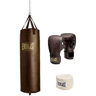 Boxing Everlast 100 Lb Vintage Heavy Duty Bag Kit MMA Training Equipment NEW • $159.92