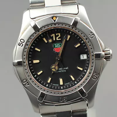 Exc+5 New Battery Tag Heuer Pro WK1210 Vintage Men's Quartz Watch Black Date • $319