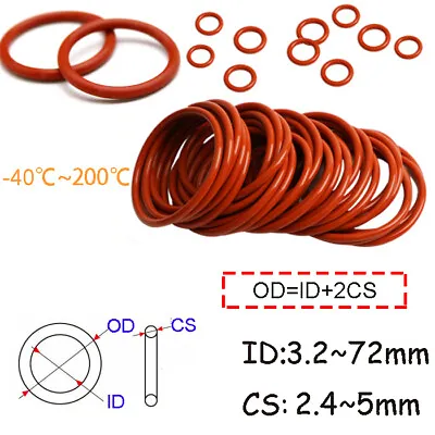 Metric Silicone Seal O Rings O-Rings O Ring- 3.2~72mm ID X 2.4~5mm CS Food Grade • £5.63