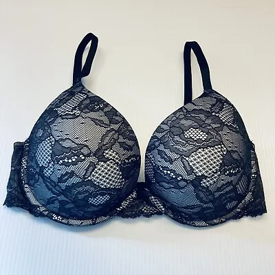 Victoria Secret Biofit Demi Uplift Bra Size 34DD Black Lace • $20