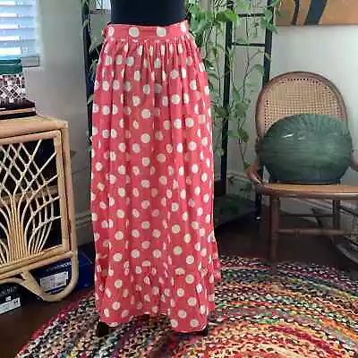 Vintage 60s Handmade Red & White Polka Dot Minnie Mouse Ruffle Hem Maxi Skirt • $45