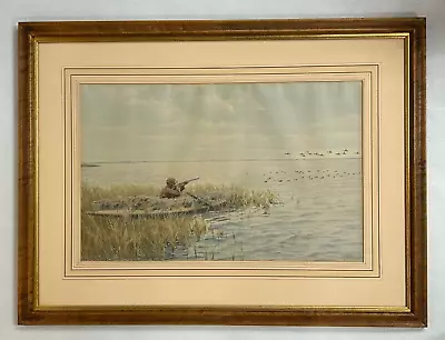 A.B. Frost  Duck Shooting From A Blind  Shooting Partners Portfolio Lithograph • $459