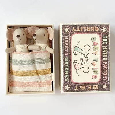 New Maileg Baby Twin Mice In A Box • $55.99