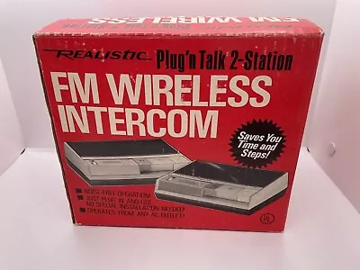 Vintage Realistic Plug 'n Talk Wireless FM Intercom System 2 Station  43-212 • $18