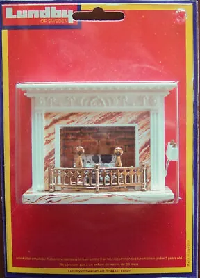 Vintage Lundby Dollhouse 1:16 Lighted 5-Volt Faux Marble Fireplace #5772 SEALED! • $43.75