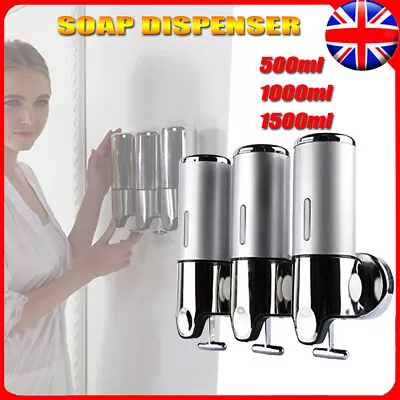 1/2/3pc Soap Dispenser Wall Mounted Liquid Bathroom Hand Soap Shower Gel Shampoo • £12.99