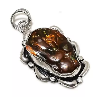 Natural Mexican Fire Agate Gemstone 925 Sterling Silver Pendant 2.29  Gift V938 • £9.49