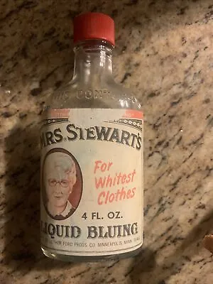 Vintage Mrs. Stewart's Liquid Bluing Embossed Glass Bottle • $14.44