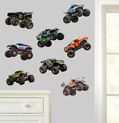 Monster Trucks 8pc Wall Art Vinyl Stickers Vehicles Cars Boy Bedroom Window IPad • £6.99