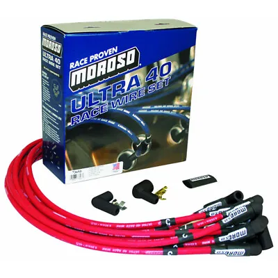 Moroso Spark Plug Wire Set 73693; Ultra 40 Race Wire Red HEI Male For Ford 351W • $90.99