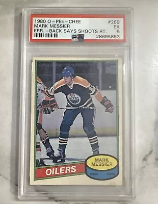 1980 O-Pee-Chee Mark Messier RC 289 Edmonton Oilers PSA 5 EX ERROR SAYS SHOOT RT • $172.98