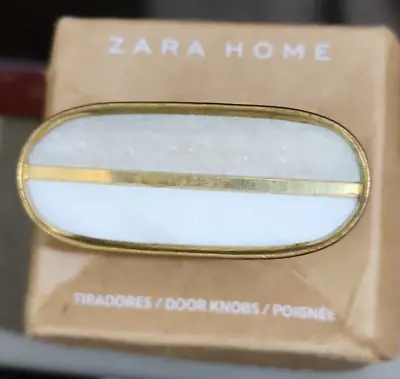 $9.99 • Buy Zara Home Knob Pulls For Home Cabinet Drawer Door Marble Brass