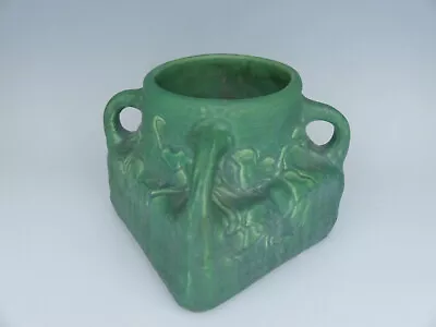 Antique Cambridge Art Pottery Matte Green A&C Mission 4 Handled Square Vase 1908 • $435