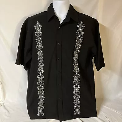 Mr. Buho Cuban Style Mens Short Sleeve Shirt Embroidered Black XL Free Shipping! • $19.99