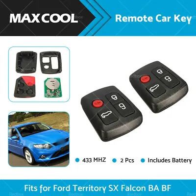 2PCS 4 Buttons 433MHz Remote Car Key For Ford Territory SX XR6 XR8 Falcon BA BF • $26.99