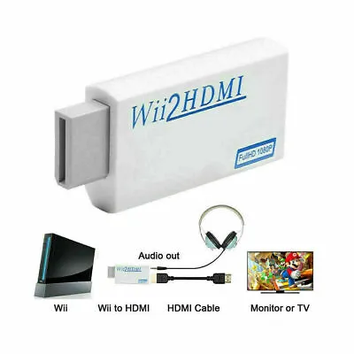 Portable Wii To HDMI Wii2HDMI Full HD Converter Audio Output Adapter TV White • $4.24