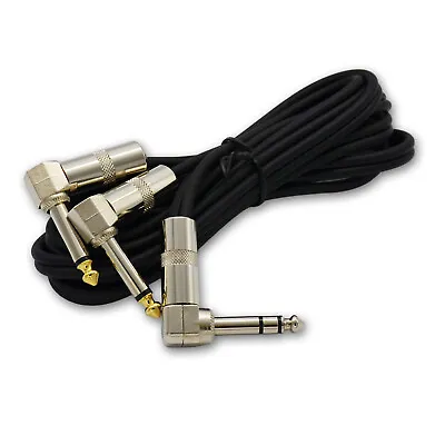 Y Audio Cable Cord Right Angle DUAL 6.35mm MONO Male To 1/4 90°Right TRS Plug • $16.40