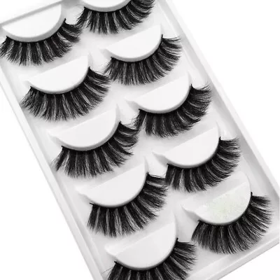 5Pair 3D Mink False Eyelashes Wispy Cross Long Thick Soft Fake Eye Lashes UK • £3.89