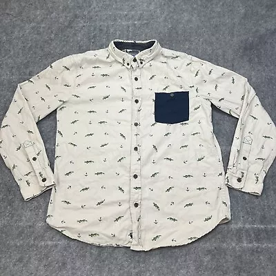 Modern Amusement Shirt Adult Large Button Up All Over Print Fish Anchors AOP • $2.60