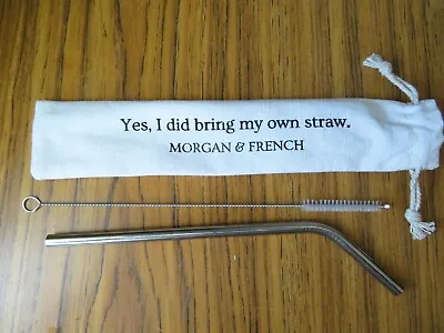 £3 • Buy Morgan & French Stainless Steel Straw And Cleaning Brush With Carrying Cloth Bag