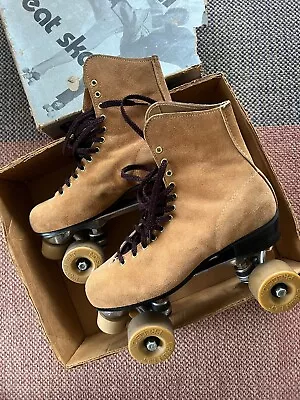 Roller Skates Vintage Suede Braun Bilt MENS Size 9 Worn Once • $78