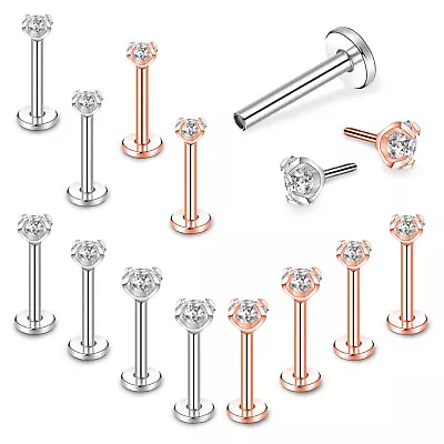 12Pcs/Set Stainless Steel Lip Rings Push-in Stud Earring CZ Labret Lip Piercing • $13.49