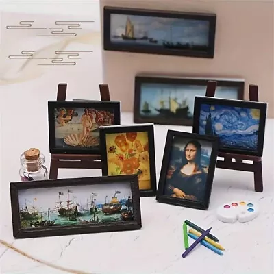 Dollhouse Framed Painting Mona Lisa Vincent Van Gogh Starry Night And More • $3.99