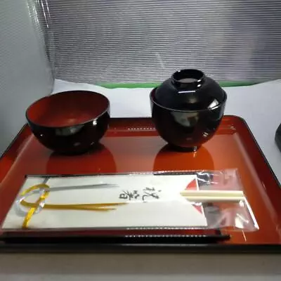 Celebratory Meal For Infants Black Red Japanese Style Bowl Chopstick Rest Tray  • $121