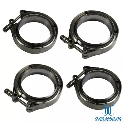 $45.97 • Buy 4pecs 3  V-Band Flange&Clamp Kit Ridge For Turbo Exhaust Downpipe Stainless