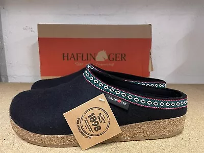 Haflinger Grizzly Classic Men's Clog Slipper Navy Blue EU45 | UK10 | US11 • £59.99