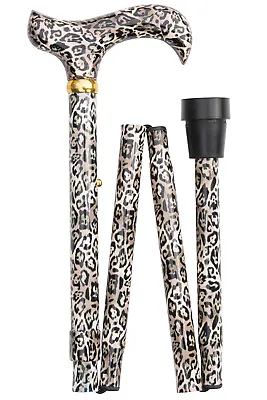 £57 • Buy Classic Canes Folding Adjustable Derby Cane - Leopard - Walking Stick