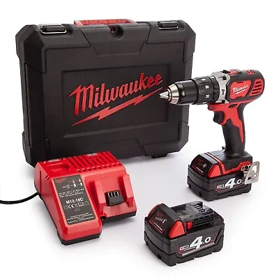 MILWAUKEE M18 BPDN-402C 18v Brushed Combi Drill 2 X 4.0Ah Li-Ion Batteries Kit • £170