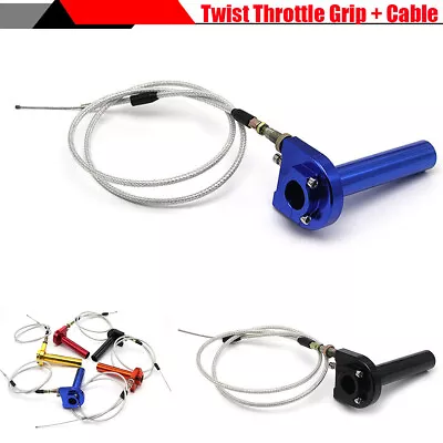 New 7/8  Motorcycle ATV Handlebar Blue Turn Twist Throttle Grip Hand Grip Cable • $18.99