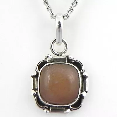 Solid 925 Sterling Silver Peach Moonstone Pendant Necklace Women PSV-1709 • $19.24