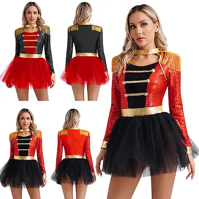 Women's Circus Ringmaster Dress Sequins Tutu Dress Outfit Cosplay Fancy Dress Up • $16.49