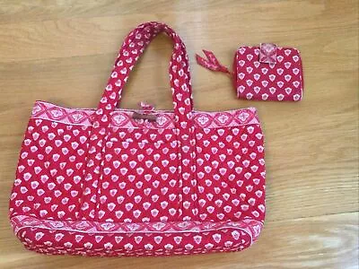 Vintage VERA BRADLEY “Nantucket” Lot Red Betsy Shoulder Bag Purse & Wallet Set • $19.99