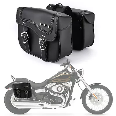 Pair Motorcycle Side Saddle Bags Luggage Box Tool Bag Pouch Saddlebag Universal • $119.99